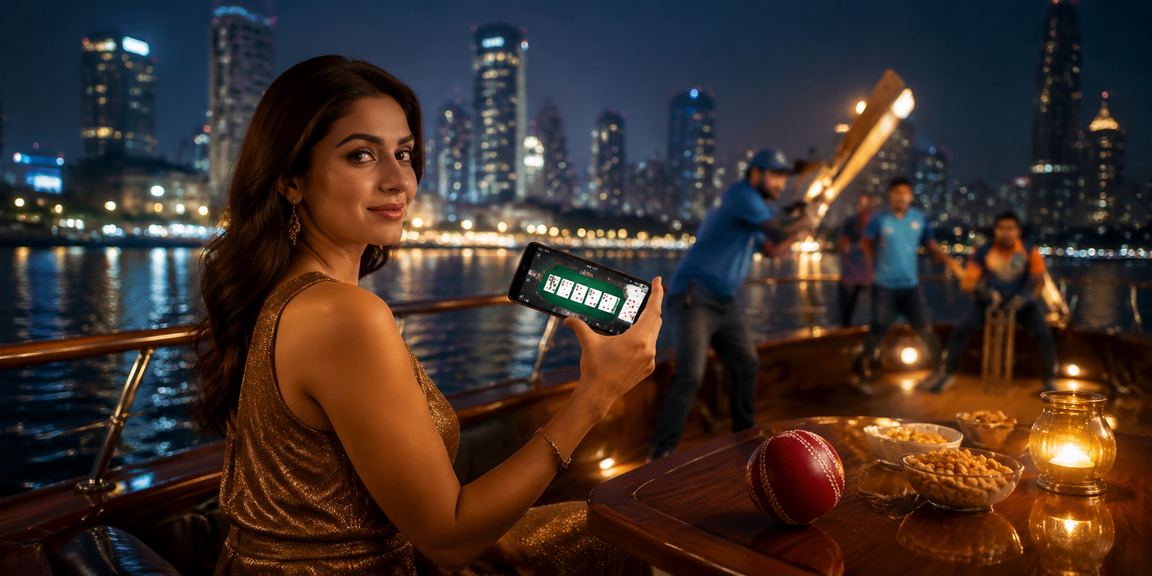 Player logging in on mobile with Pune city cricket background